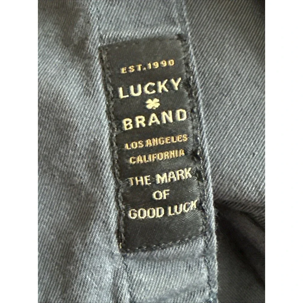 Lucky Brand Snap Front Western Utility Shirt Blue Long Sleeve Mens Size XL - Picture 9 of 13